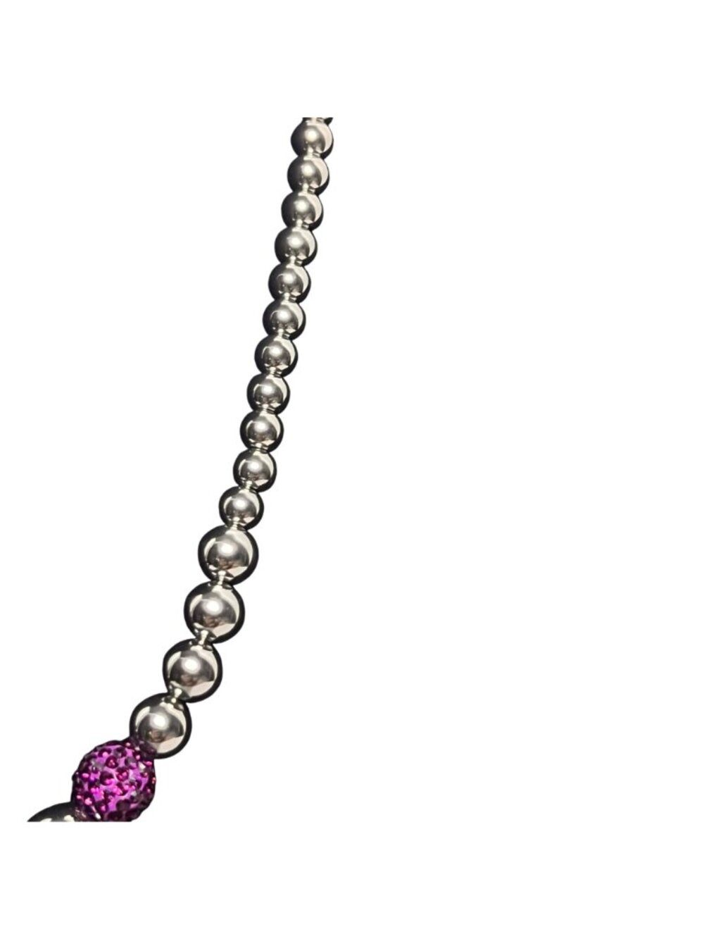 GM Stainless Steel And Purple Rhinestone Necklace (6325) - Picture 5 of 7